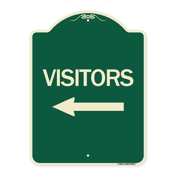Signmission Visitors with Left Arrow Heavy-Gauge Aluminum Architectural Sign, 24" x 18", G-1824-24617 A-DES-G-1824-24617 - main